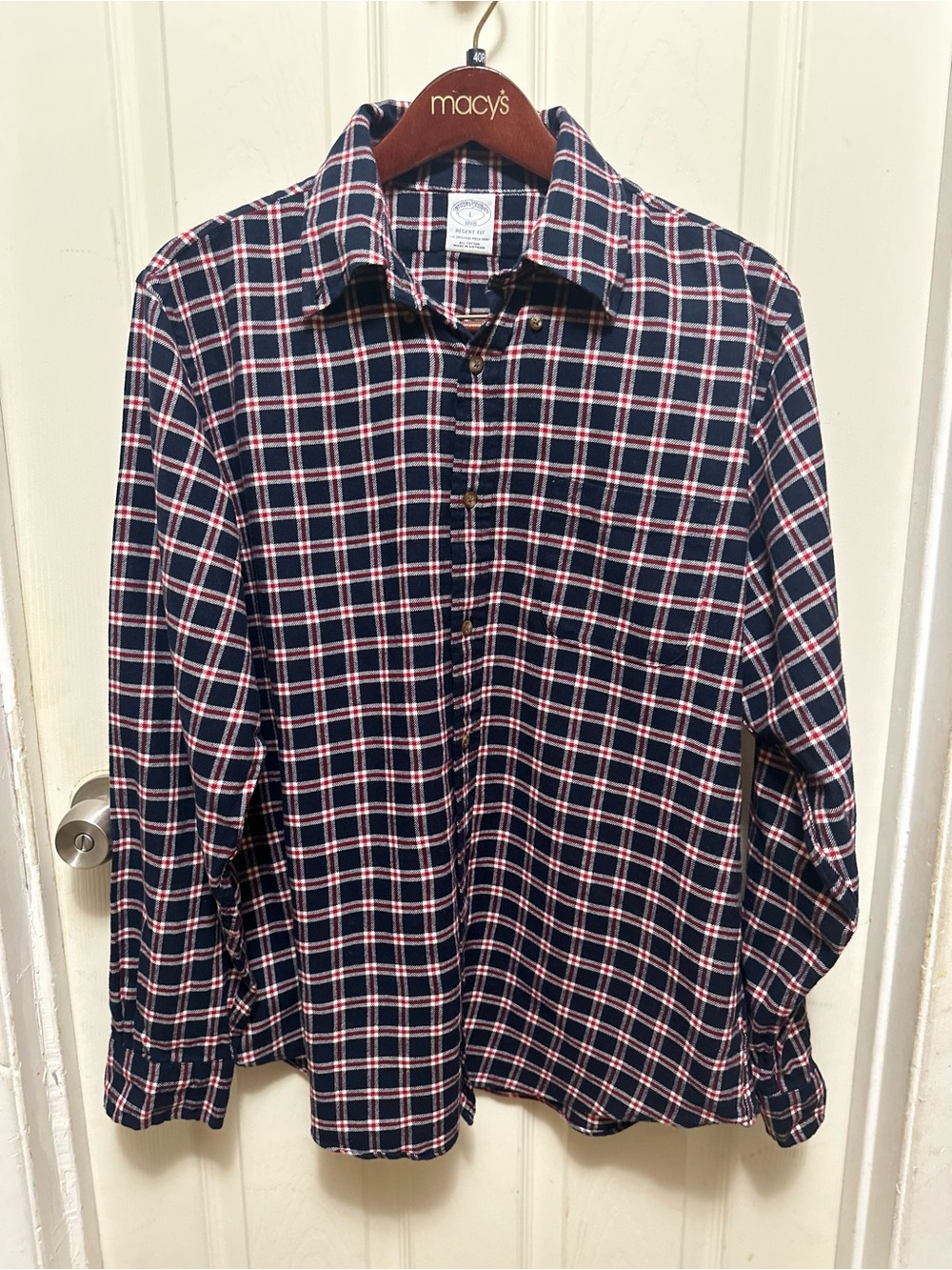 Brooks Brothers Regent Fit Blue Plaid Button Down Shirt Size L #594